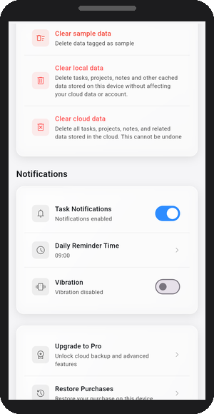Priotrix Cloud sync (optional) feature screenshot