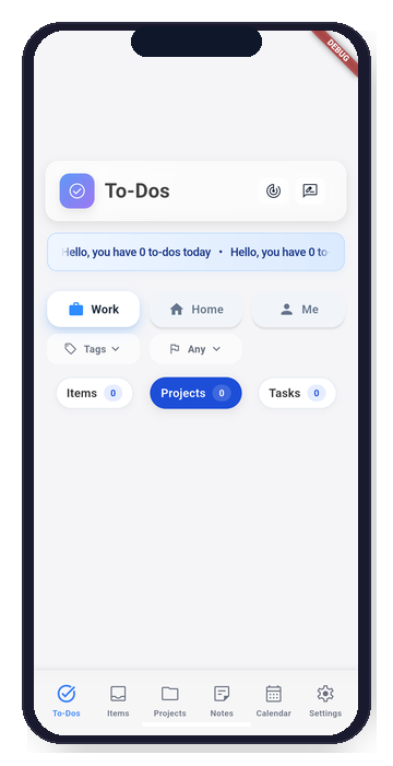 Priotrix Projects view - multi-step task management with completion status